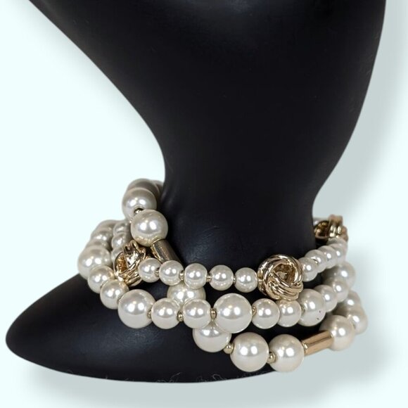 Anne Klein Set of 3 Faux Pearl Beaded Bracelets - Picture 2 of 5